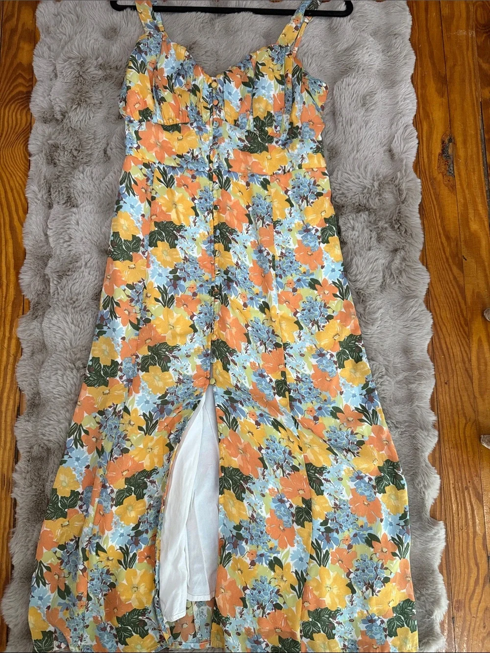 Abercrombie & Fitch Yellow Orange Blue Floral Maxi Dress